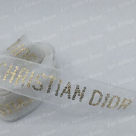 Dior Other - Christian Dior Chiffon Ribbon Four (4) Yards Gold Logo Boutique Packaging